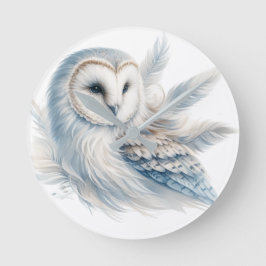 Elegante uil in Waterverf Ronde Klok