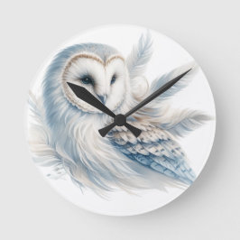 Elegante uil in Waterverf Ronde Klok