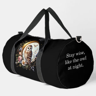 Elegante uil op gouden maan plunjezak