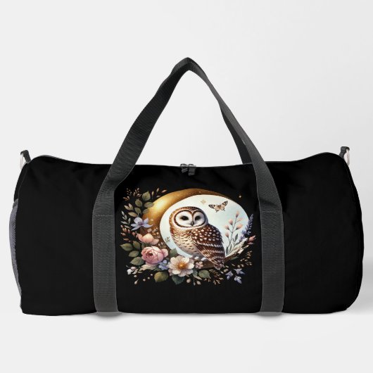 Elegante uil op gouden maan plunjezak (Achterkant)