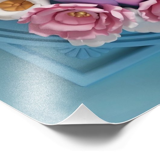 Elegante uilenkunst met bloemenaccenten - Zacht Ro Foto Afdruk (Hoek)