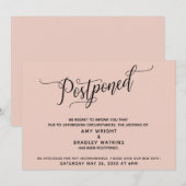 Elegante Uitgestelde Trouw Aankondiging Roze Blush (Voorkant / Achterkant)
