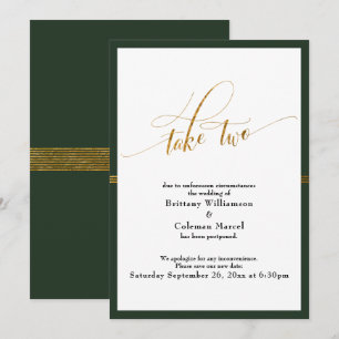Elegante Uitgestelde Trouwkaart Groen & Goud Stree Kaart