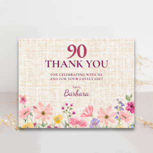Elegante uitnodiging 90e verjaardag bedankt - linn