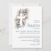 Elegante Uitnodiging Bautizo Witte Bloemen Doop (Voorkant)