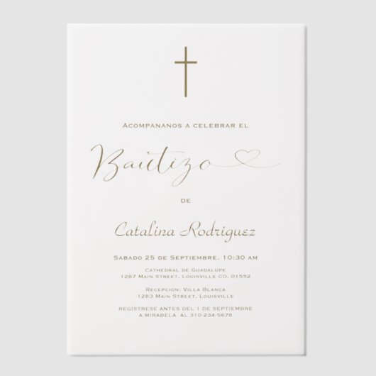 Elegante Uitnodiging de Bautizo Hija Meisje Doop (Voorkant)