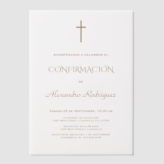 Elegante Uitnodiging de Bautizo Hija Meisje Doop (Voorkant)