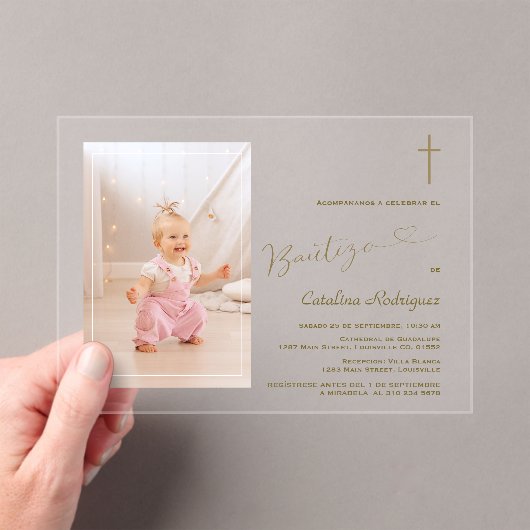 Elegante Uitnodiging De Bautizo Hija Photo Girl (Insitu (Draagbaar))
