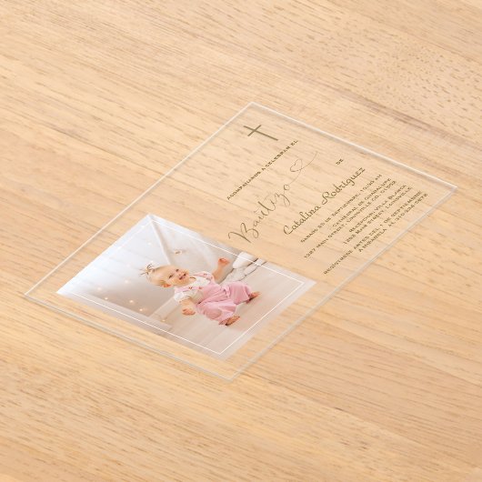 Elegante Uitnodiging De Bautizo Hija Photo Girl (Laagn)