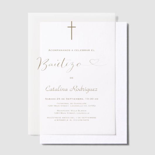 Elegante Uitnodiging Doop Dochter Meisje Doopfeest (Offset)