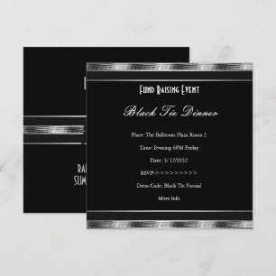 Elegante uitnodiging fundraiser formeel zilver zwa