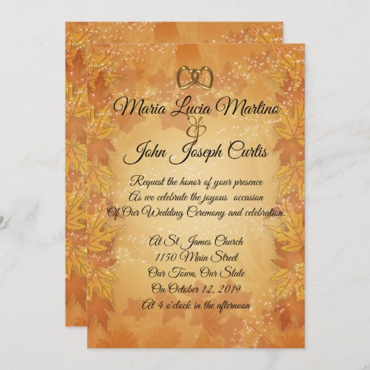 Elegante uitnodiging 'Herfst Starlight' (Voorkant / Achterkant)