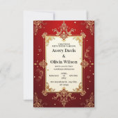 Elegante uitnodiging met een krachtige rode achter (Voorkant)