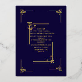 Elegante uitnodiging met navyblauw en goud folie