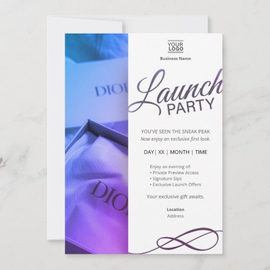 Elegante uitnodiging template voor lanceerfeest (Voorkant)