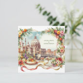 Elegante Uitnodiging Trouwdiner Florence Italië (Staand voorkant)
