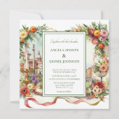 Elegante Uitnodiging Trouwdiner Florence Italië (Achterkant)