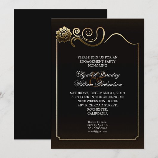 Elegante uitnodiging van de Verlovingspartij (Voorkant / Achterkant)