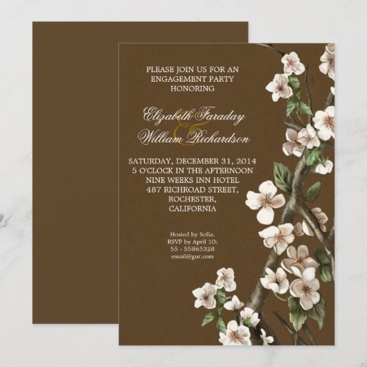 Elegante uitnodiging van de Verlovingspartij (Voorkant / Achterkant)