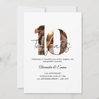 Elegante uitnodiging voor 10-jarig jubileum met fo