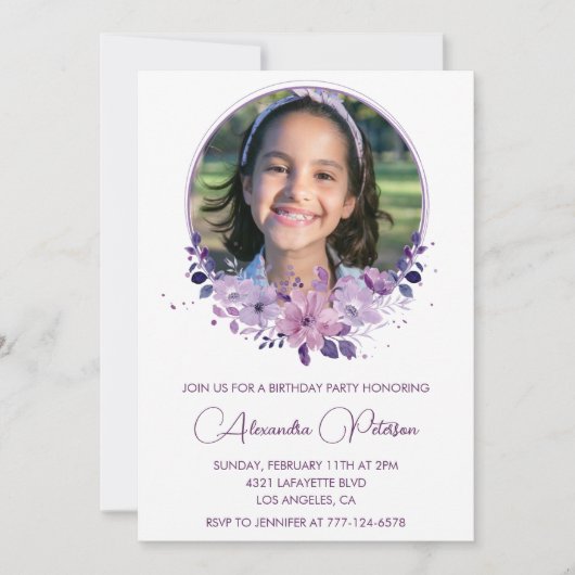 Elegante uitnodiging voor 10e verjaardag Foto Eleg (Voorkant)