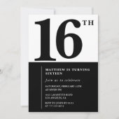 Elegante uitnodiging voor 16e verjaardag Black Chi (Voorkant)