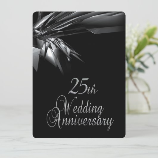 Elegante uitnodiging voor 25-jarig huwelijksjubile (Staand voorkant)