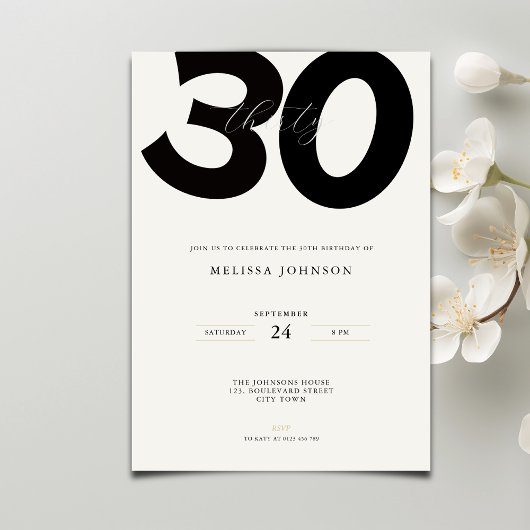 Elegante uitnodiging voor 30e verjaardag - Minimal