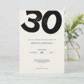 Elegante uitnodiging voor 30e verjaardag - Minimal (Staand voorkant)