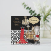 Elegante uitnodiging voor 30ste VERJAARDAG met vin (Staand voorkant)