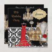 Elegante uitnodiging voor 30ste VERJAARDAG met vin (Voorkant / Achterkant)