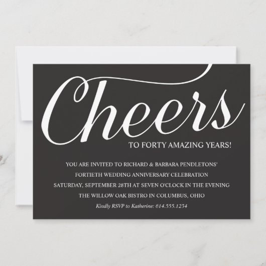 Elegante uitnodiging voor 40-jarig huwelijksfeest (Voorkant)