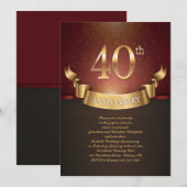 Elegante uitnodiging voor 40-jarig huwelijksjubile (Voorkant / Achterkant)