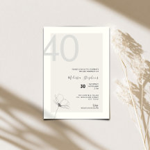Elegante uitnodiging voor 40e verjaardag - Minimal