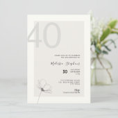 Elegante uitnodiging voor 40e verjaardag - Minimal (Staand voorkant)