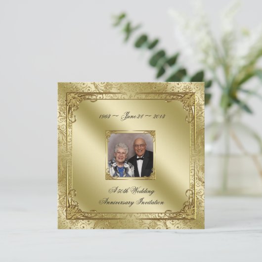 Elegante uitnodiging voor 50-jarig huwelijksjubile (Staand voorkant)