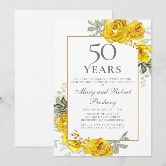 Elegante uitnodiging voor 50-jarig jubileum met ge (Voorkant / Achterkant)