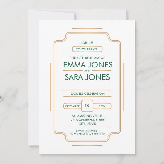 Elegante uitnodiging voor 50e verjaardagsfeest (Voorkant)