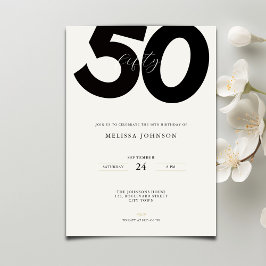 Elegante uitnodiging voor 50ste verjaardag - Minim