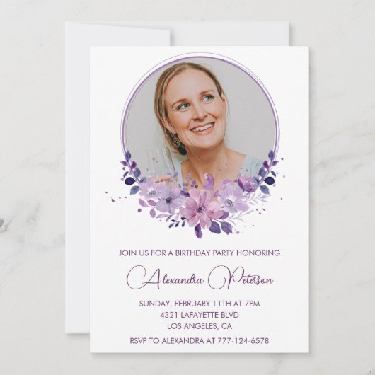 Elegante uitnodiging voor 60e verjaardag Foto Boho (Voorkant)