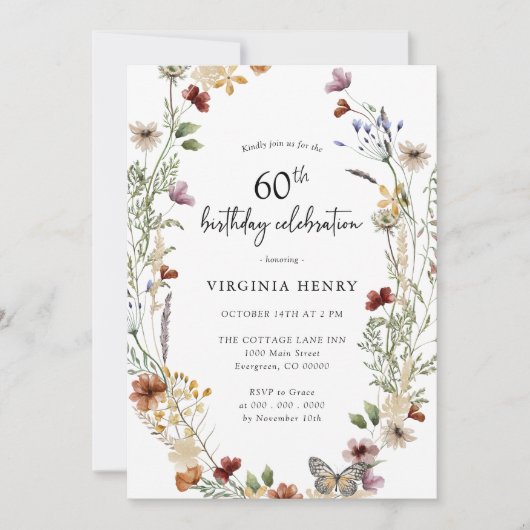 Elegante uitnodiging voor 60ste verfeestdag (Voorkant)