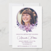 Elegante uitnodiging voor 65e verjaardag Foto Flor (Voorkant)