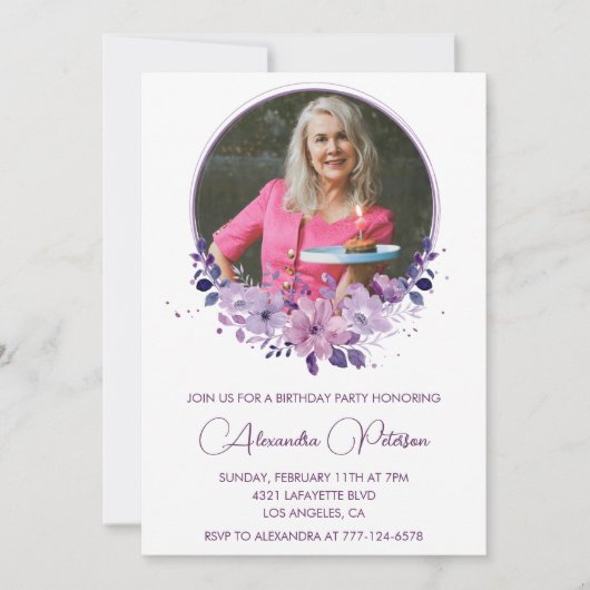 Elegante uitnodiging voor 70e verjaardag Foto Eleg (Voorkant)