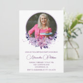 Elegante uitnodiging voor 70e verjaardag Foto Eleg (Staand voorkant)