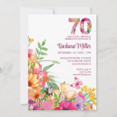 Elegante uitnodiging voor 70e verjaardag met bloem (Voorkant)