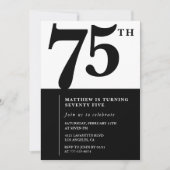 Elegante uitnodiging voor 75e verjaardag Black Chi (Voorkant)