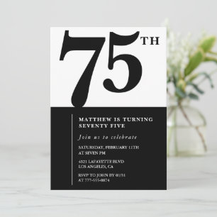 Elegante uitnodiging voor 75e verjaardag Black Chi