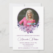 Elegante uitnodiging voor 75e verjaardag Foto Flor (Voorkant)