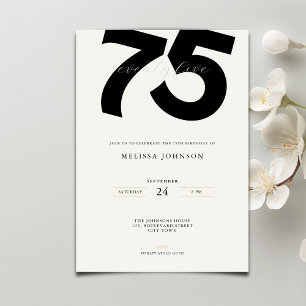 Elegante uitnodiging voor 75ste verjaardag - Minim