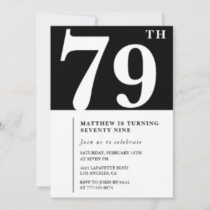 Elegante uitnodiging voor 79ste verjaardag in zwar